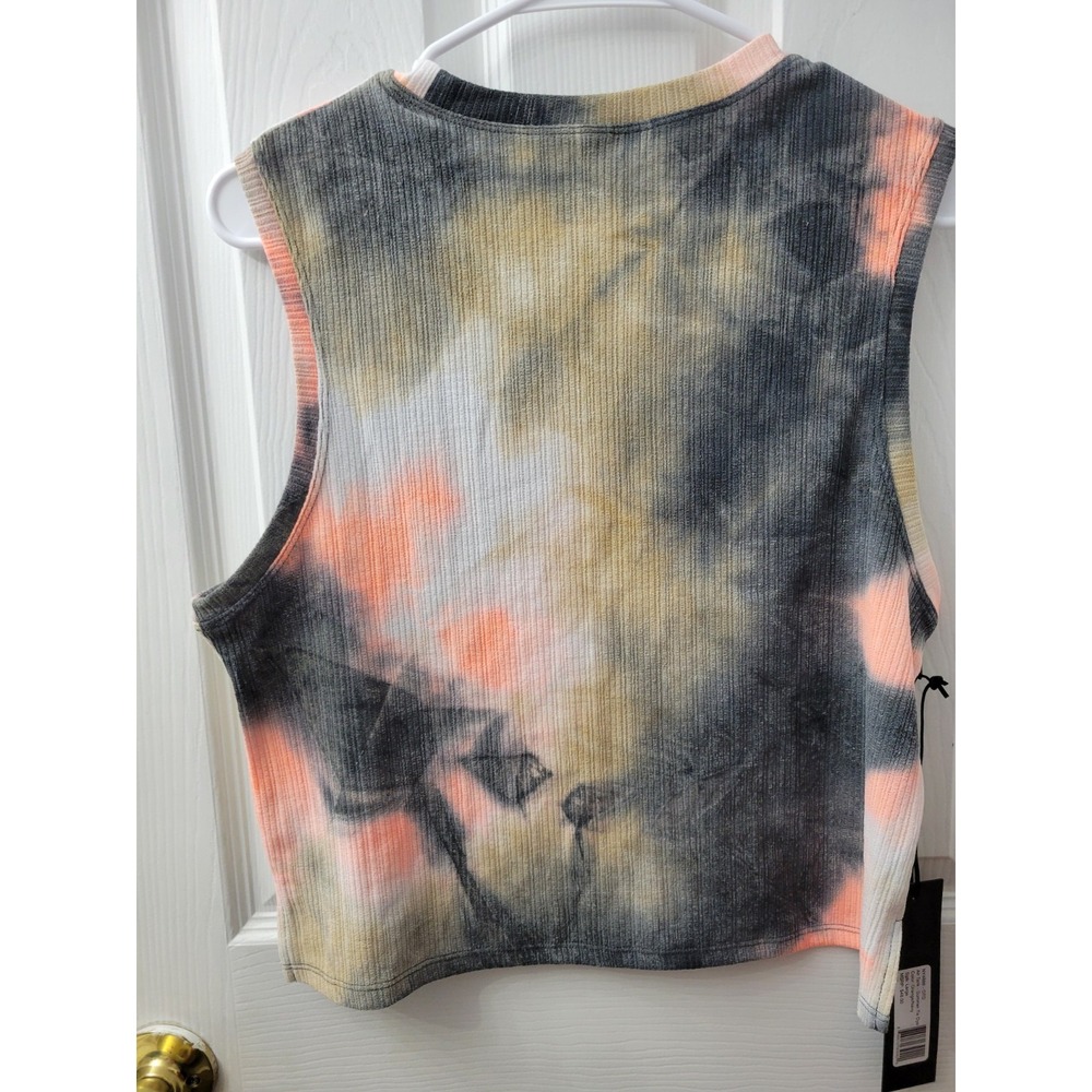 Noli Yoga Activeware Cropped Air Tank Womens Large Orange Navy Tie Dye NWT - Picture 6 of 6